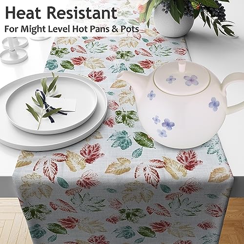 RUVANTI 100% Cotton Cloth Table Runner, Grey/Orange Floral Fall & Christmas, Table Runners 36 Inches Long, Perfect for Coffee Gatherings, Thanksgiving Dinner Parties, and as Farmhouse Table Runners
