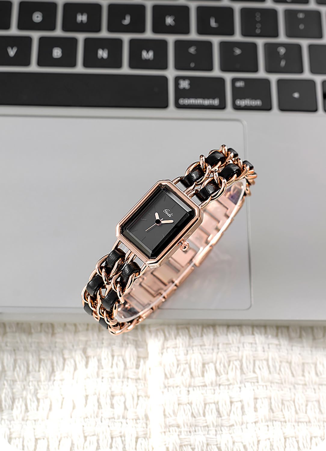 BESTKANG Rectangle Women Watches Elegant Ladies Dress Watches with Unique Stainless Steel Band (Rose Gold)