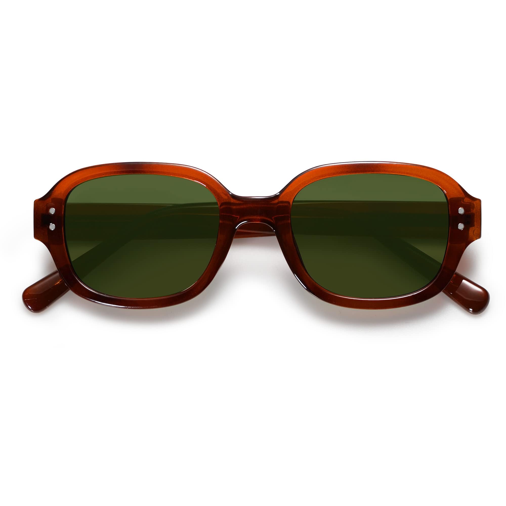 SOJOS Rectangle Sunglasses for Women Vintage Trendy Outdoor Travel Sun Glasses Square Frame SJ2218 (Red Tortoise)