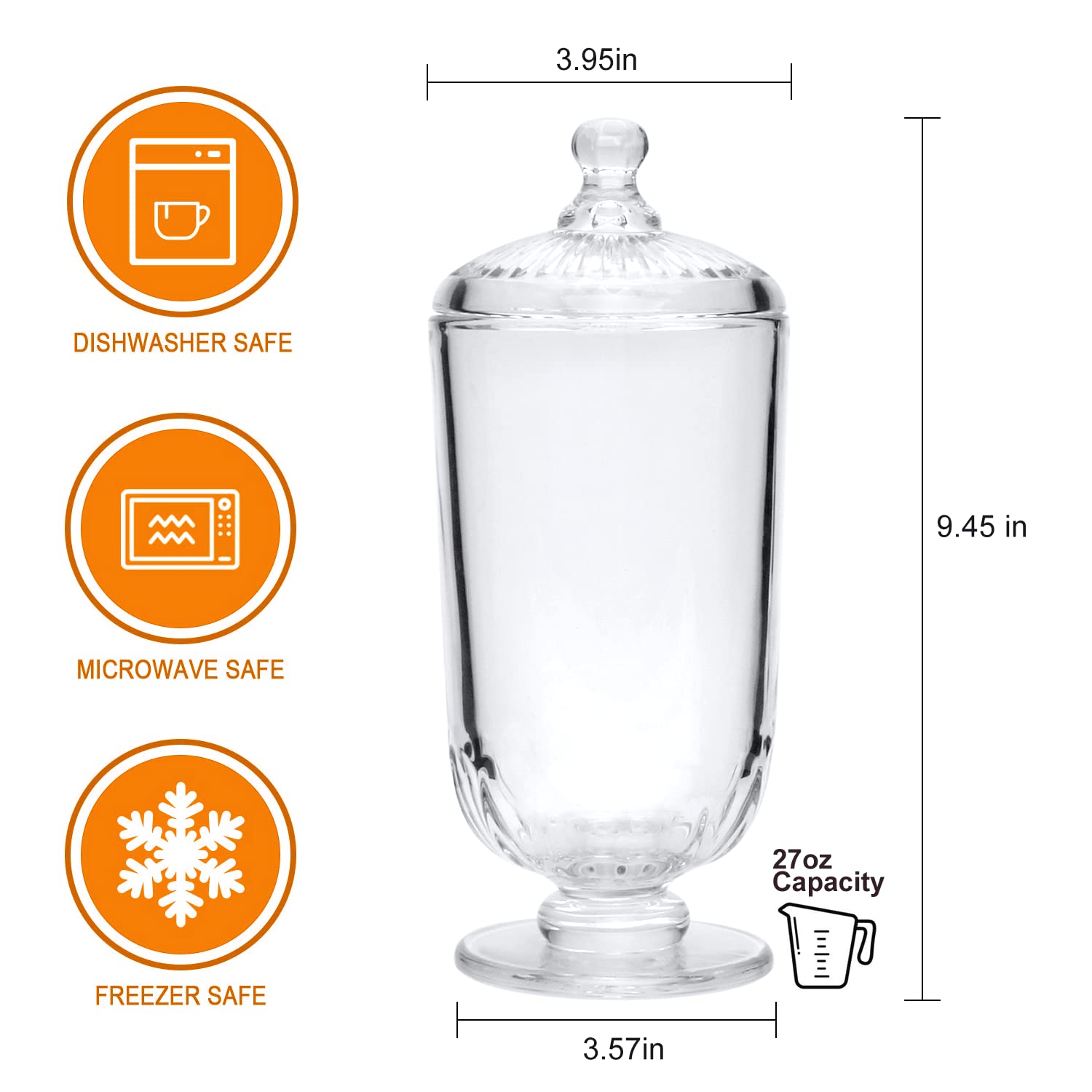 Woaiwo-q Candy Jars Set of 3,27oz Clear Apothecary Jars,Glass Storage Jars for DIY Projects,Wedding Favors,Shower Favors