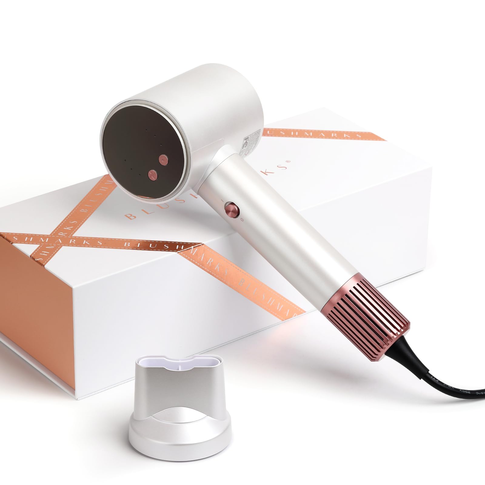 Hair Dryer High Speed BLUSHMARKS 110000RPM Brushless Motor 1400W Negative Ionic Detachable Inlet Air Filter Blow Dryer for Fast Drying Low Noise Thermo-Control Home Salon Travel Rose Gold Silver