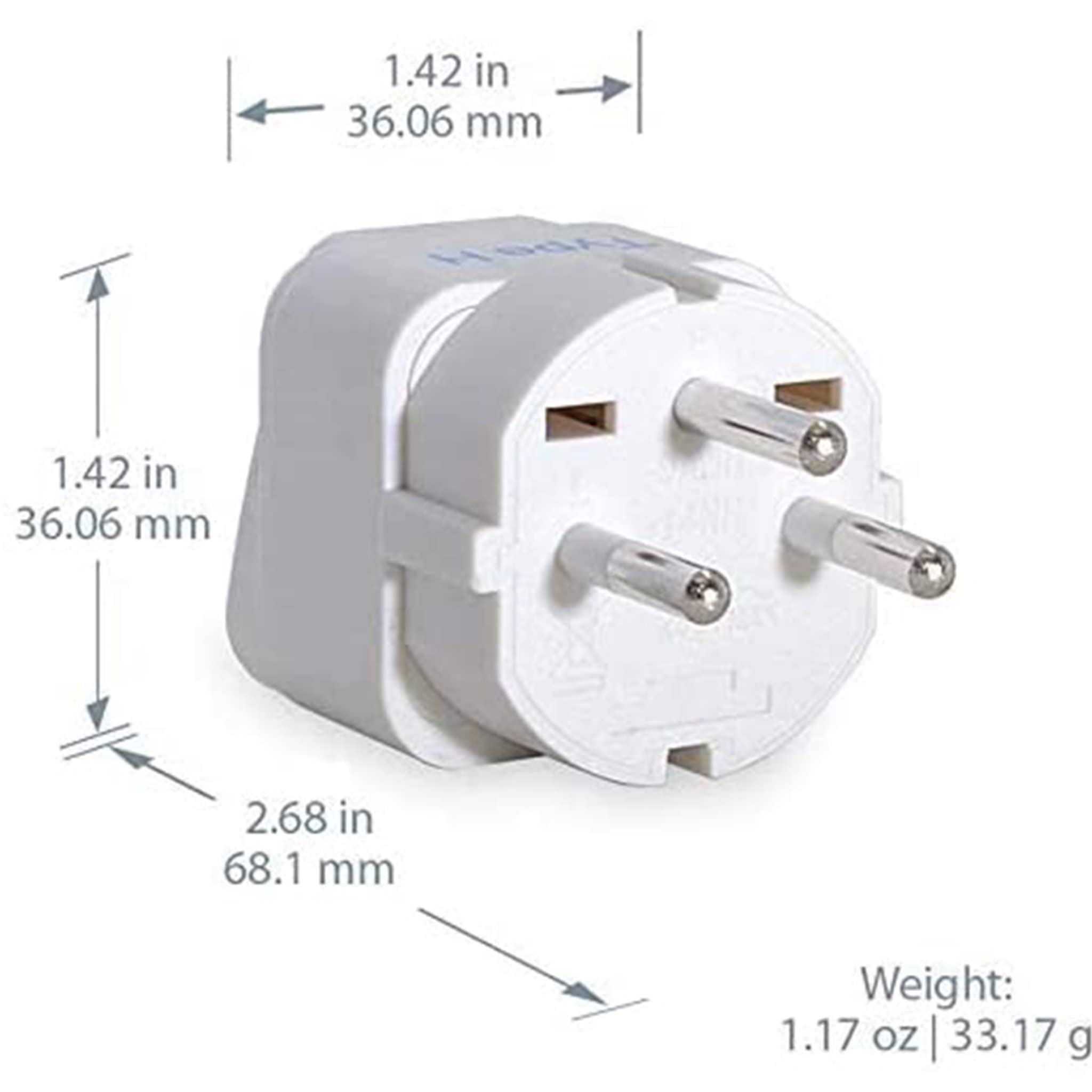 Ceptics Israel Power Adapter Travel Universal Plug,Works in Palestine,Jerusalem,Holy City-Perfect for Charging your Electronic Devices (Type H)- Safe Grounded Connection-3 Pack (GP-14-3PK),White