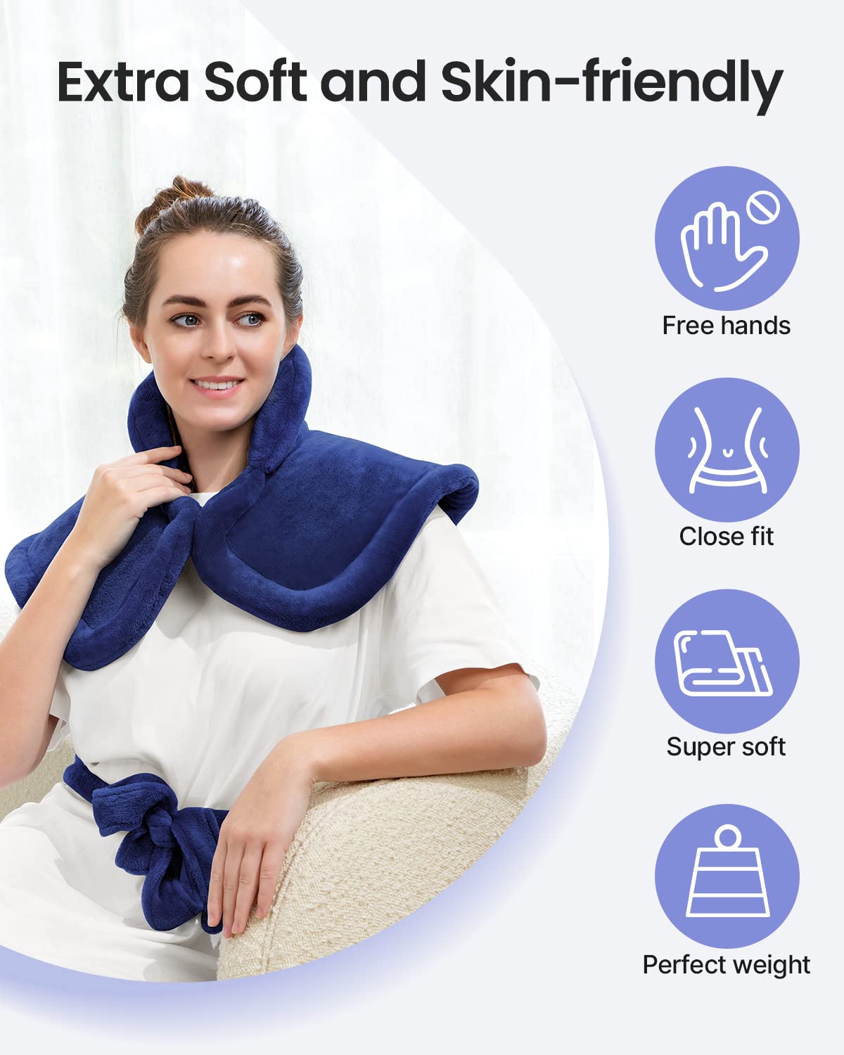 RENPHO Heating Pad for Back, Neck Shoulder Heat Pads for Pain Relief, FSA HSA Approved, Christmas Gifts for Mom Dad, Birthday Gifts for Women Men, Auto Shut Off, ETL Certified, 24"x33", Dark Blue