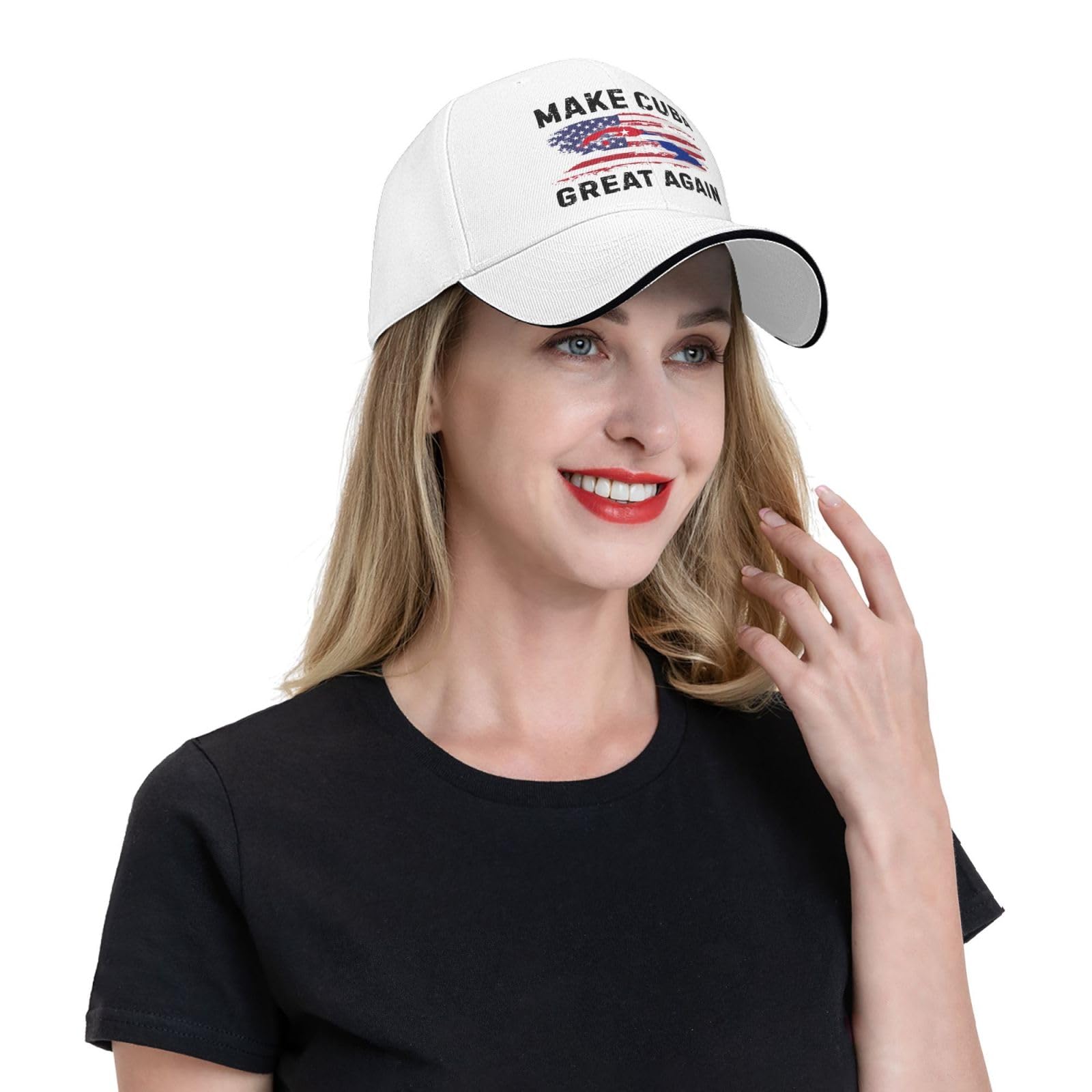 Huareicq Make Cuba Great Again Hat Cuban Flag Baseball Cap Dad Trucker Hat White