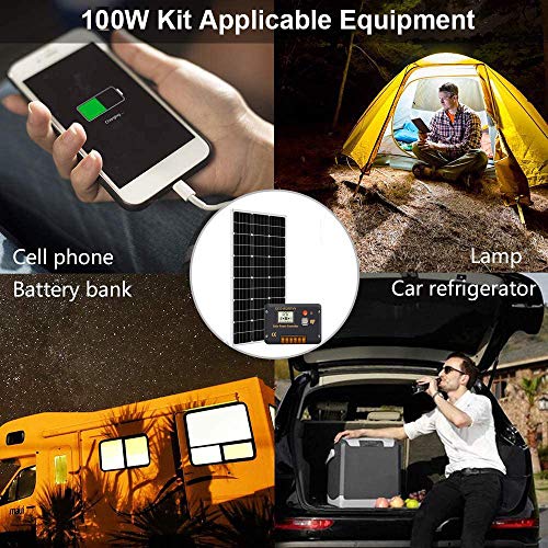 ECO-WORTHY 100 Watt 12 Volt Solar Panel Kit for RV Battery Boat Trailer Cabin Garden Shed Home: 100W Solar Panel+30A PWM Charge Controller+ Tray Cable + Z Mounting Brackets