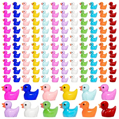 HAVAGDTM 120 PCS Mini Ducks Miniature Duck Figures for Ornamen Garden Aquarium DIY School Project, Party Favor