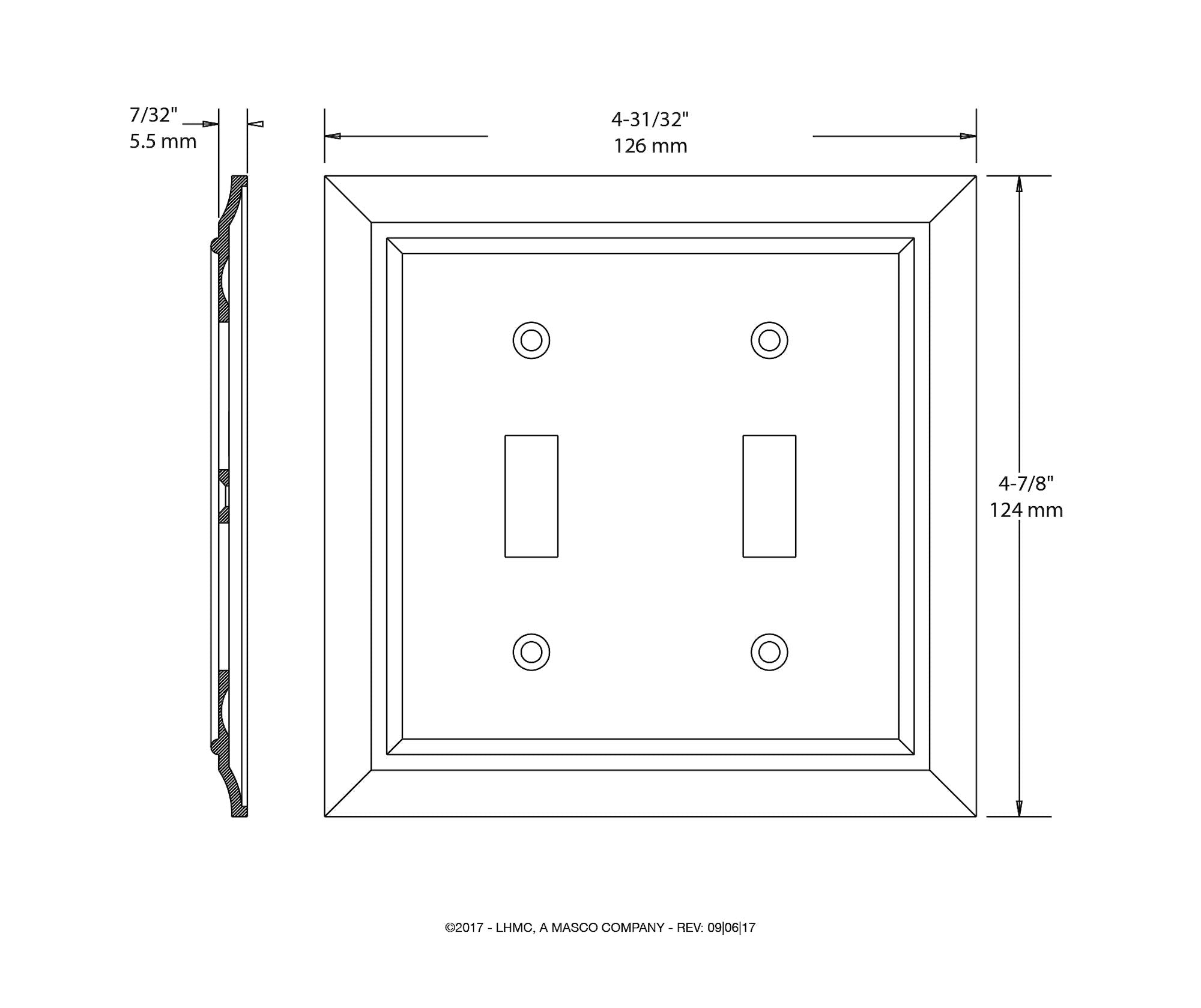 Franklin Brass Architectural (1-Pack) Decorative Light Switch Cover Matte Black 2-Gang Wall Plate Double Toggle Electrical Outlet Guard 64217