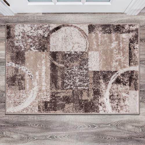 Rugshop Contemporary Abstract Circle Design Soft Area Rug 5'3" x 7'3" Gray