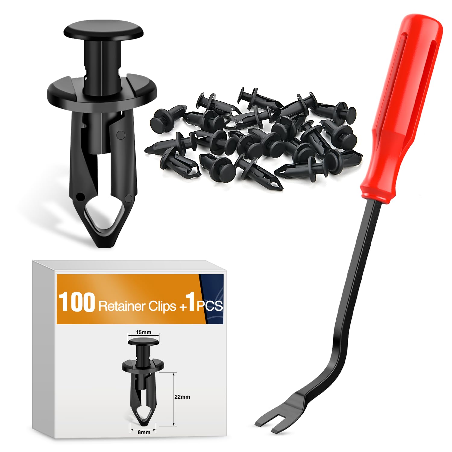 GOOACC 100PCS Fender Clips Body Rivets Engine Under Cover Splash Shield Guard Clips for Honda 90653-HC4-900,GM 21075686 7661855 with 1PC Fastener Remover
