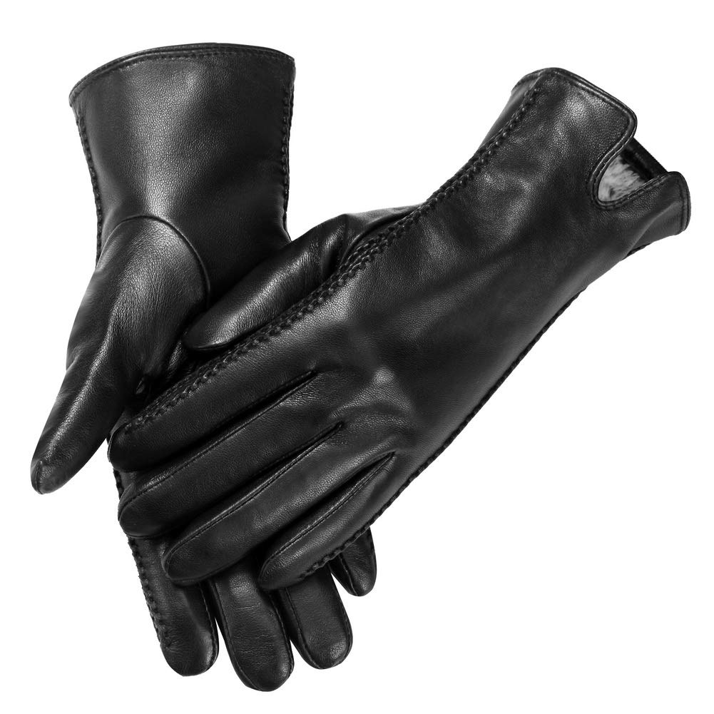 MaxW Leather Gloves for Women Winter, Touchscreen Gloves for Cold Weather with Warm Lining, M