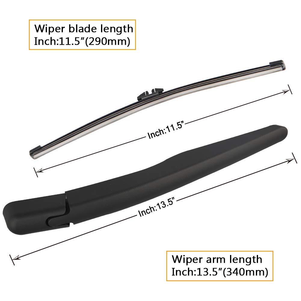 Rear Wiper Arm Blade Replacement for Ford Explorer 2011-2023,Escape 2013-2023,2015-2019 Lincoln MKX Back Windshield Wiper Blade Arm Set -Original Equipment Replacement