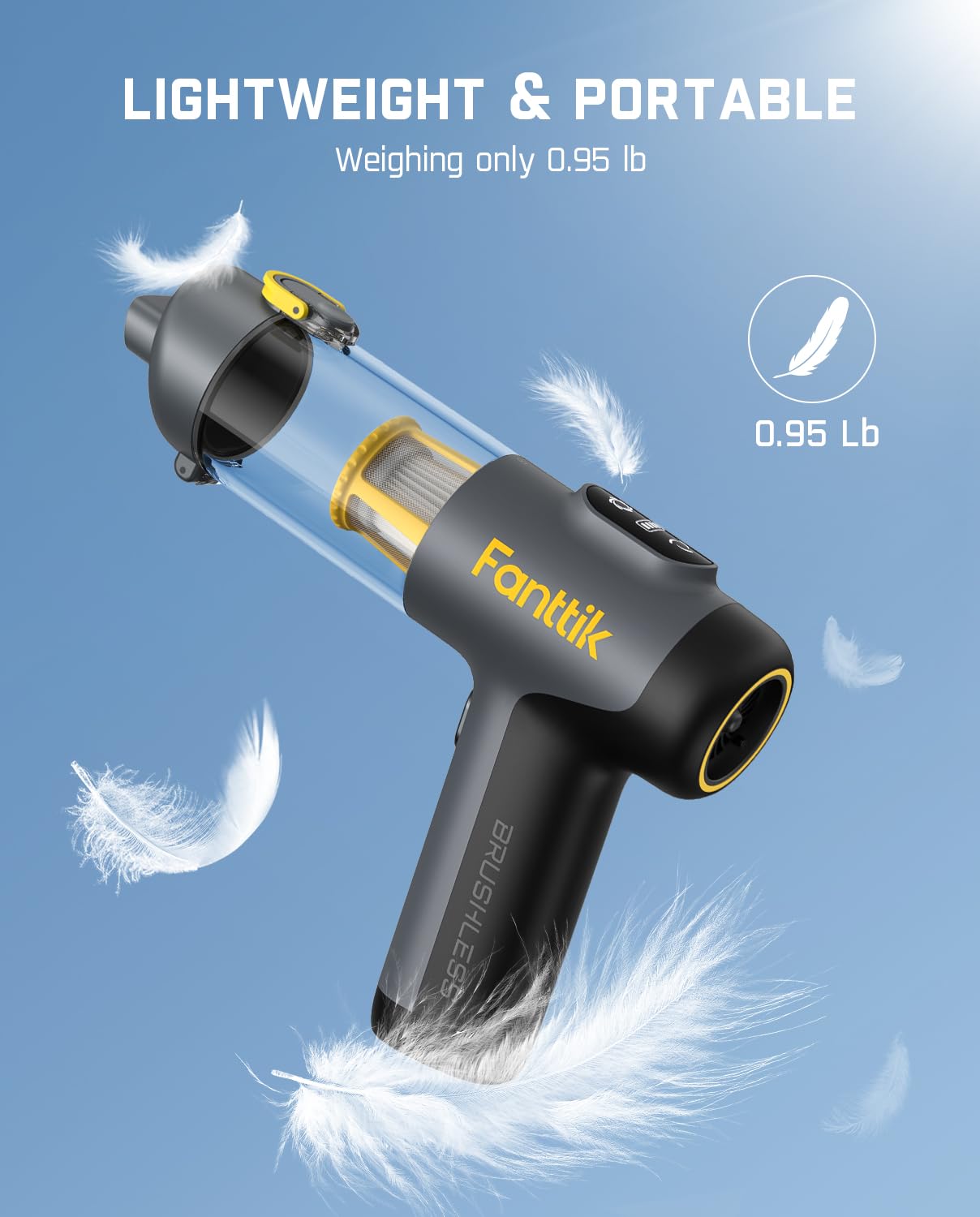 Fanttik Slim V9 Mix Car Vacuum, 4 in 1 Handheld Air Duster and Vacuum, 12000PA High Power Vacuum with Smart LCD Display, RobustClean™ Portable Mini Keyboard Vacuum for Car Interior, Home