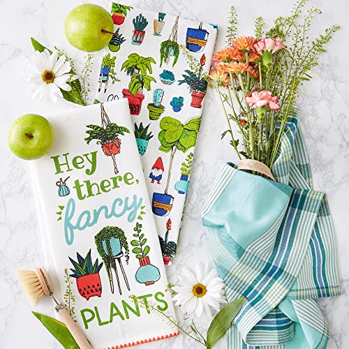 DII You Grow Girl Collection Decorative, Machine Washable Kitchen, Dishtowel Set, 18x28, Fancy Plants, 3 Piece