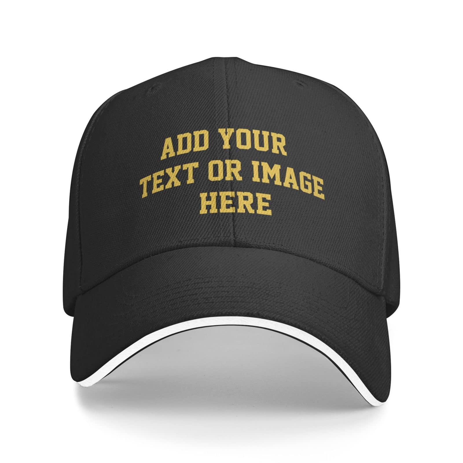 Custom Hats Add Photos/Logo/Text to Design Your Personalized Baseball Cap for Men & Women Adjustable Black