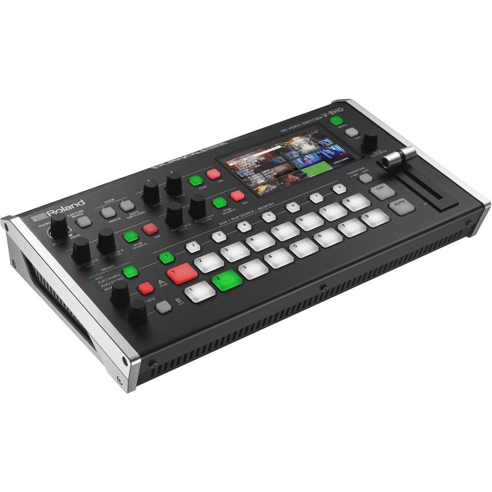 Roland V-8HD HDMI Video Switcher with AKG K-240 Studio Pro Headphones & 10-Pack Straps Bundle
