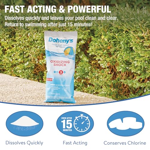 Doheny's Chlorine-Free Oxidizing Shock | Fast-Dissolving, Non-Chlorine Pool Shock | Removes Chloramines & Boosts Free Chlorine | Safe to Swim 15 Minutes After Application | 6 x 1lb Bags (6lb Total)