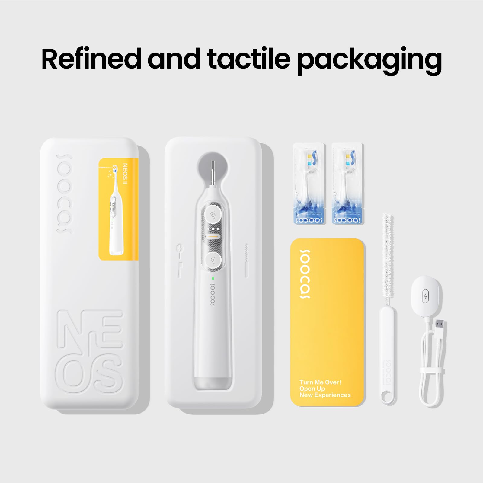 Soocas NEOS II - Electric Toothbrush with Water Flosser, Sonic Electric Toothbrush for Adults, Water Flosser for Teeth, Portable Cordless Flossing Toothbrush, 100% Plaque Removal, Pearl White