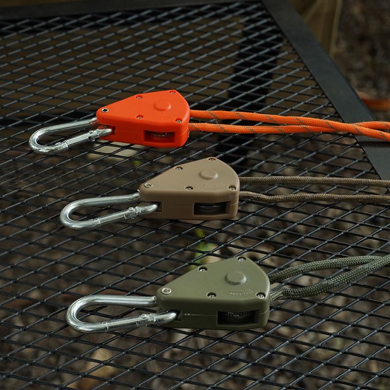 2pcs 15ft Ratchet Tie Down Rope Canopy Tent Tie Downs Strap Retractable Hanger with Hooks Reinforced Metal Gear for Camping Essentials 5/32"