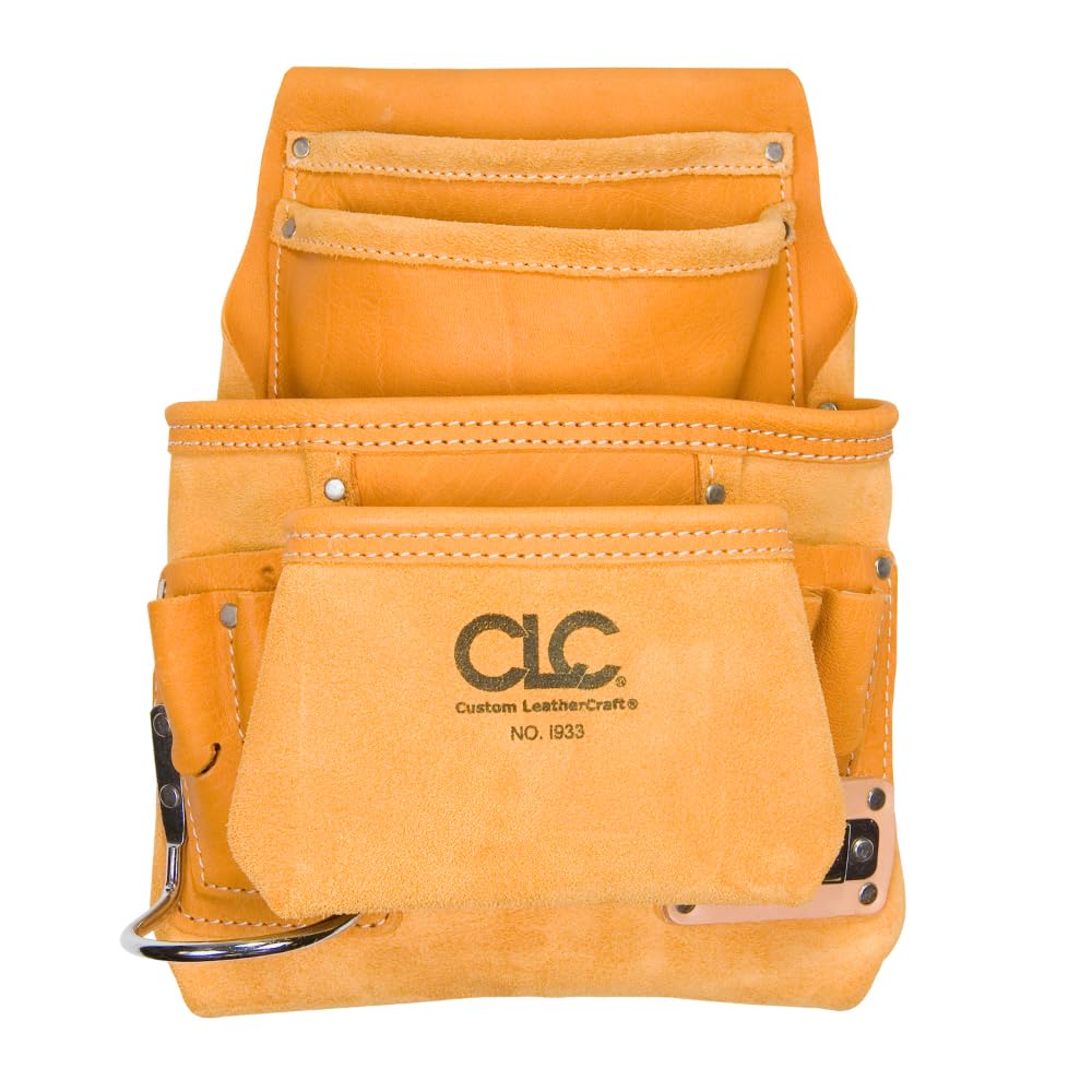 Custom Leathercraft CLC I933 Carpenter's Nail and Tool Bag, Top Grain, 10-Pocket