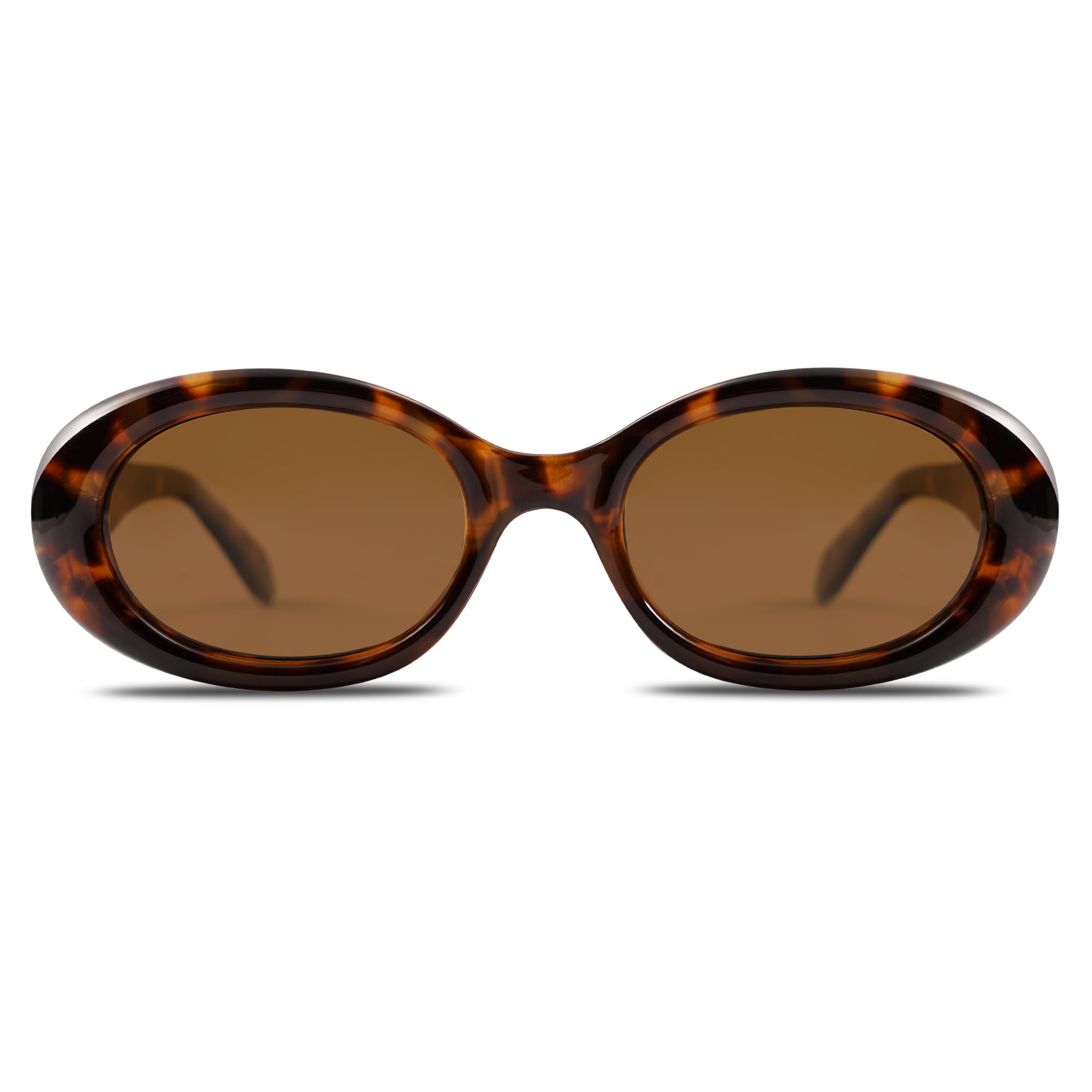 SOJOS Small Retro Oval Polarized Sunglasses for Women Men 90s Vintage Small Face UV400 Protection Tiny Sun Glasses SJ2286 Leopard Brown