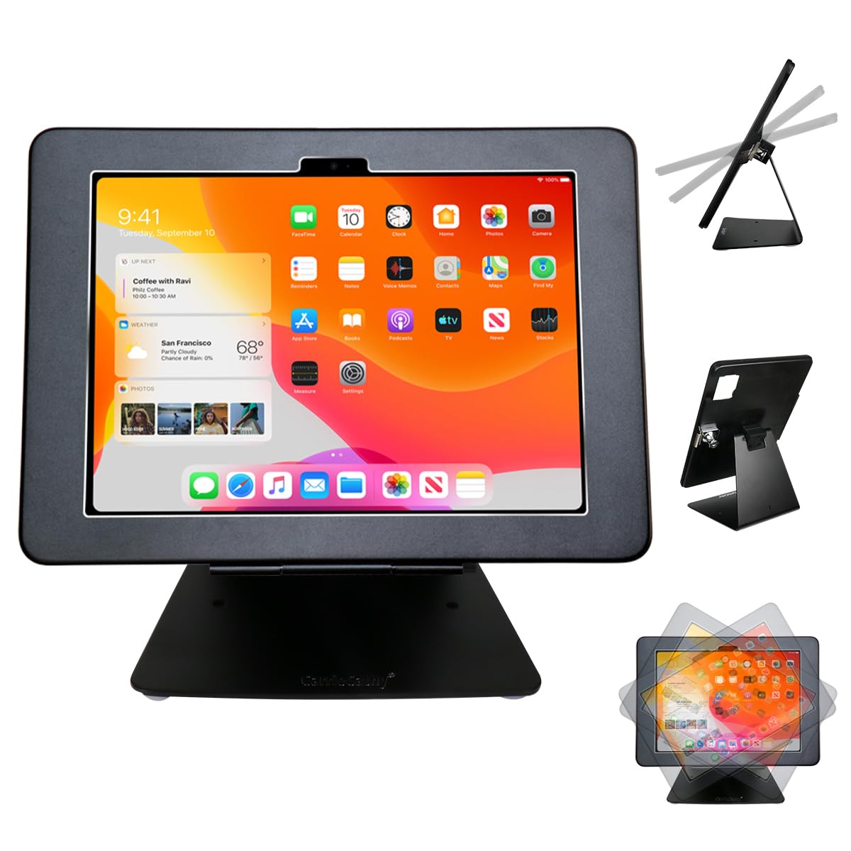 CarrieCathy Desktop Anti-Theft Security Kiosk POS Stand Holder Enclosure for 2025 iPad 11" (A16) 11th / 10.9" 2022 iPad 10th, Flip & Rotate