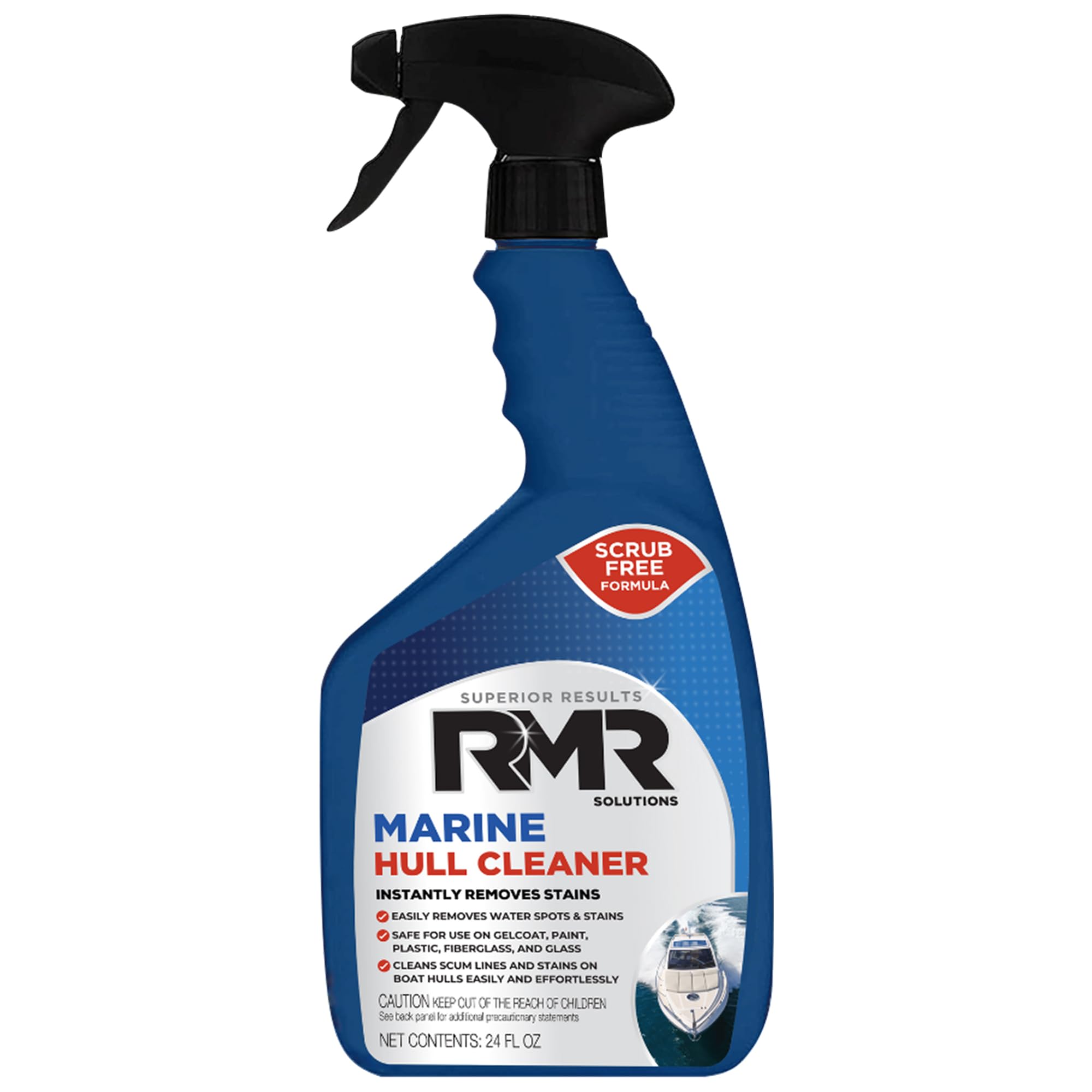 RMR Marine Hull Cleaner, Heavy Duty Boat Wash for Cleaning Slimy & Grimy Surfaces, Rust, Stain, & Water Spot Remover, 24 Ounce Spray