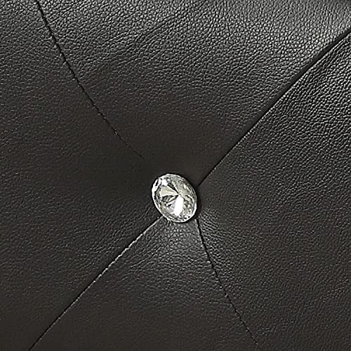 AC Pacific Glam 38 Inches Storage Ottoman Bench for Bedroom, Living Room, Entryway or Hallway, Upholstered Tufted Faux Leather Organizer, Large, Black