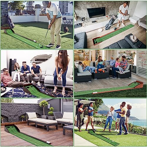 Eleko Meyar Golf Putting Mat, Portable Indoor Putting Green, includes Putting practice ball, Wrinkle-Free Mat, Solid Wood Construction – suitable for office, living room,outdoor, Golf Gifts