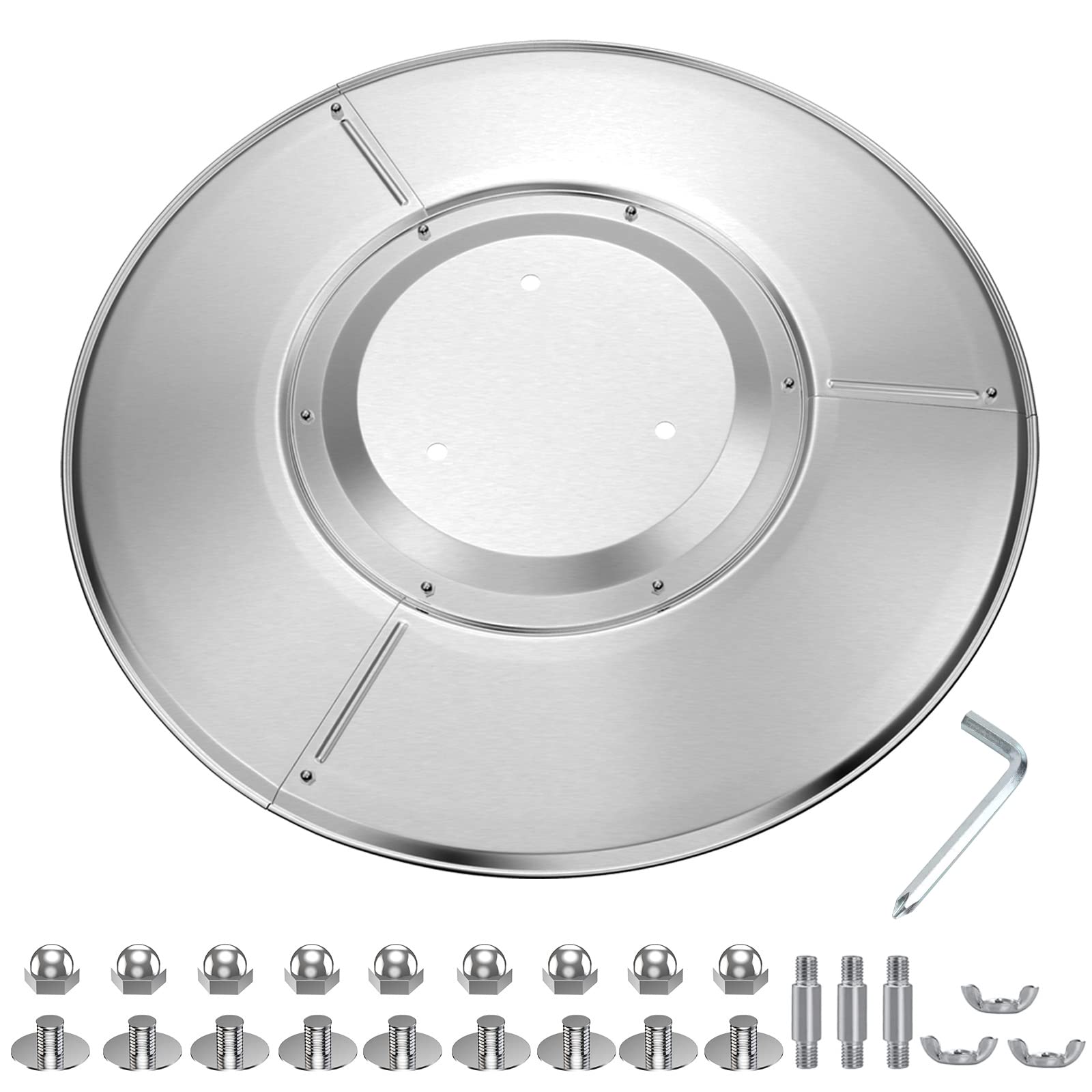 Top Hill Upgtaded Aluminum Patio Heater Reflector Shield, Propane Outdoor Heater Replacement Parts, Silver Patio Heater Parts, Heat Reflector Shield - Top Dome(3-Hole Mount,33" Diameter Round)