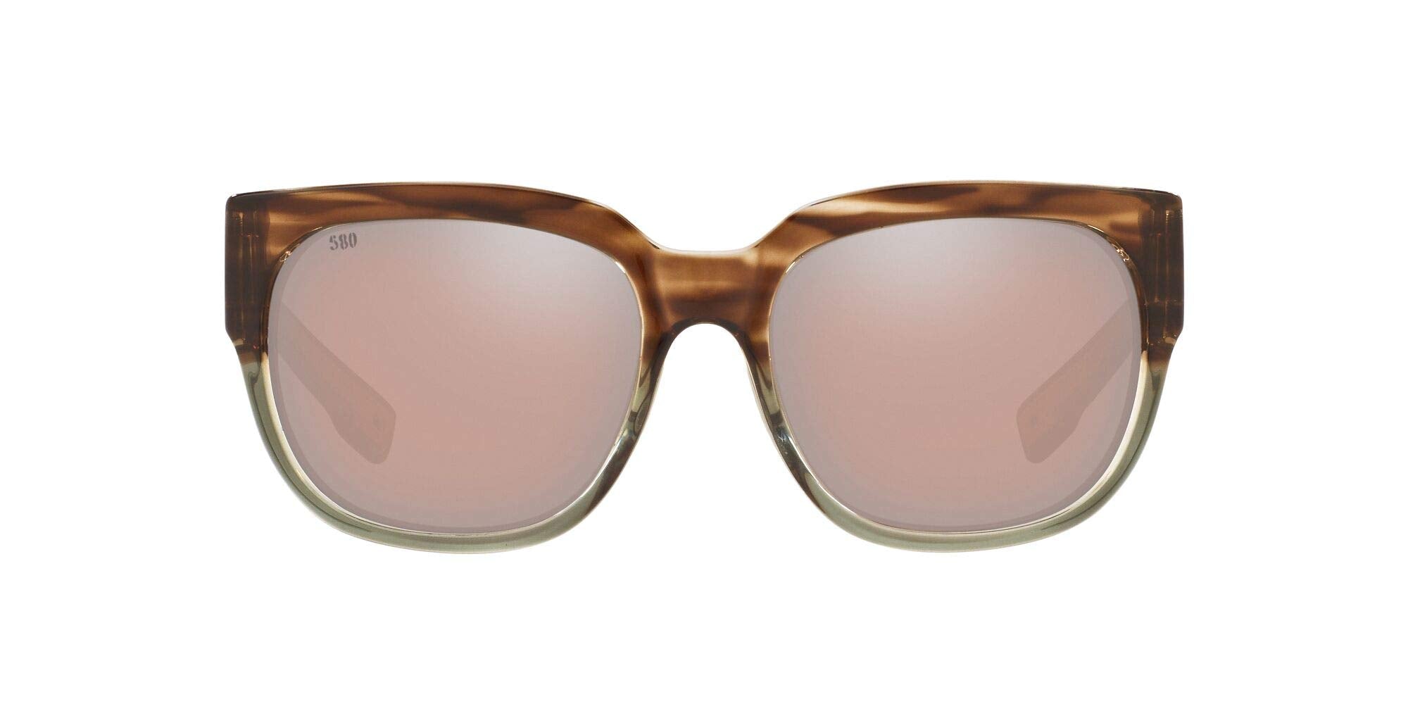 Costa Del Mar Womens Water Woman II Square Sunglasses, Shiny Ocean Jade/Copper Silver Mirrored Polarized-580G, 58 mm
