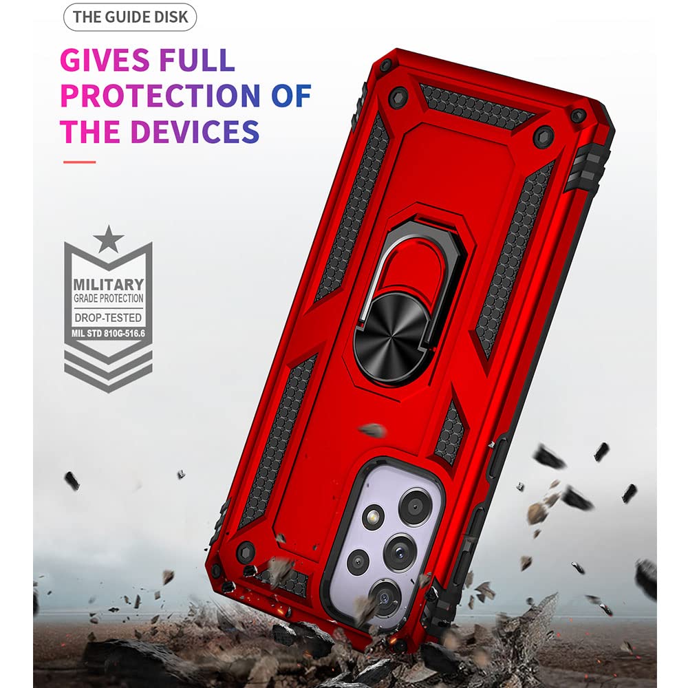 Yiakeng Samsung A33 5G Case, Galaxy A33 5G Case with HD Screen Protector, Military Grade Protective Cases with Ring for Samsung Galaxy A33 5G (Red)