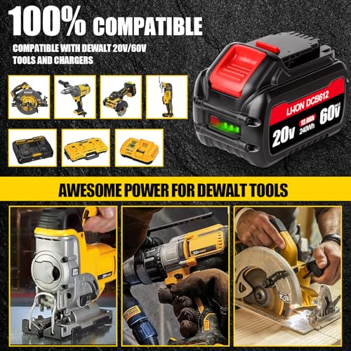 NEPOWILL 20V/60V 9.0Ah Replacement Battery for DeWalt 60V Flexvolt Battery, Compatible with DeWalt Battery DCB606 DCB609 DCB206 DCB204 DCB180 DCB200 Fit for DeWalt 20V/60V/120V Cordless Tools