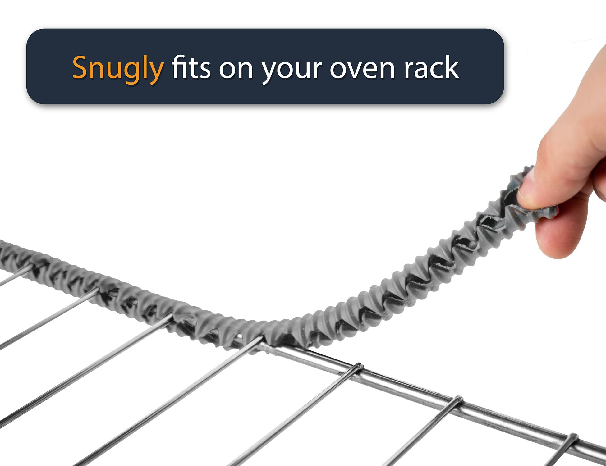 Silicone Oven Rack Shields by Linda’s Essentials (3 Pack) | Heat Resistance Silicone Oven Rack Protectors Guards Against Burns and Scars | 14 Inches Long (Gray)