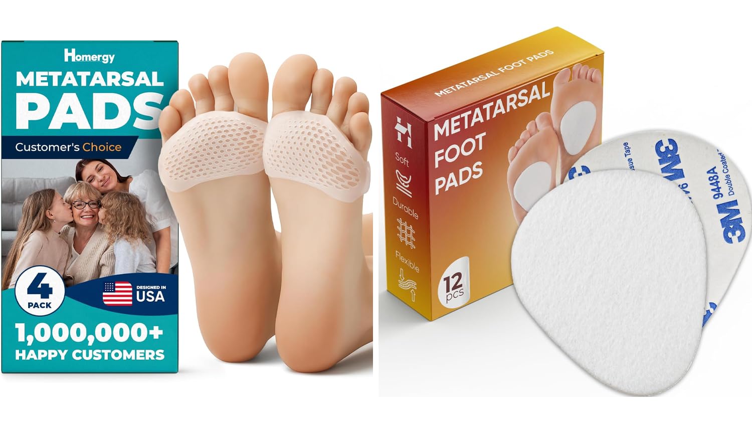 Soft Gel & Felt Metatarsal Pads – Forefoot Cushion Bundle for Daily Comfort, Pressure Relief & Discreet Shoe Fit (2 Pairs + 12 Pads)