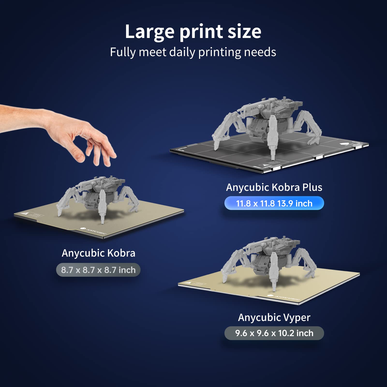 Anycubic Kobra Plus, 3D Printer with 25-Point Auto Leveling All-Metal Geared Extruder for Smooth Filament in & Out, Dual Z-Axis for Printing Stable, Large Printing Size 13.8x11.8x11.8inch