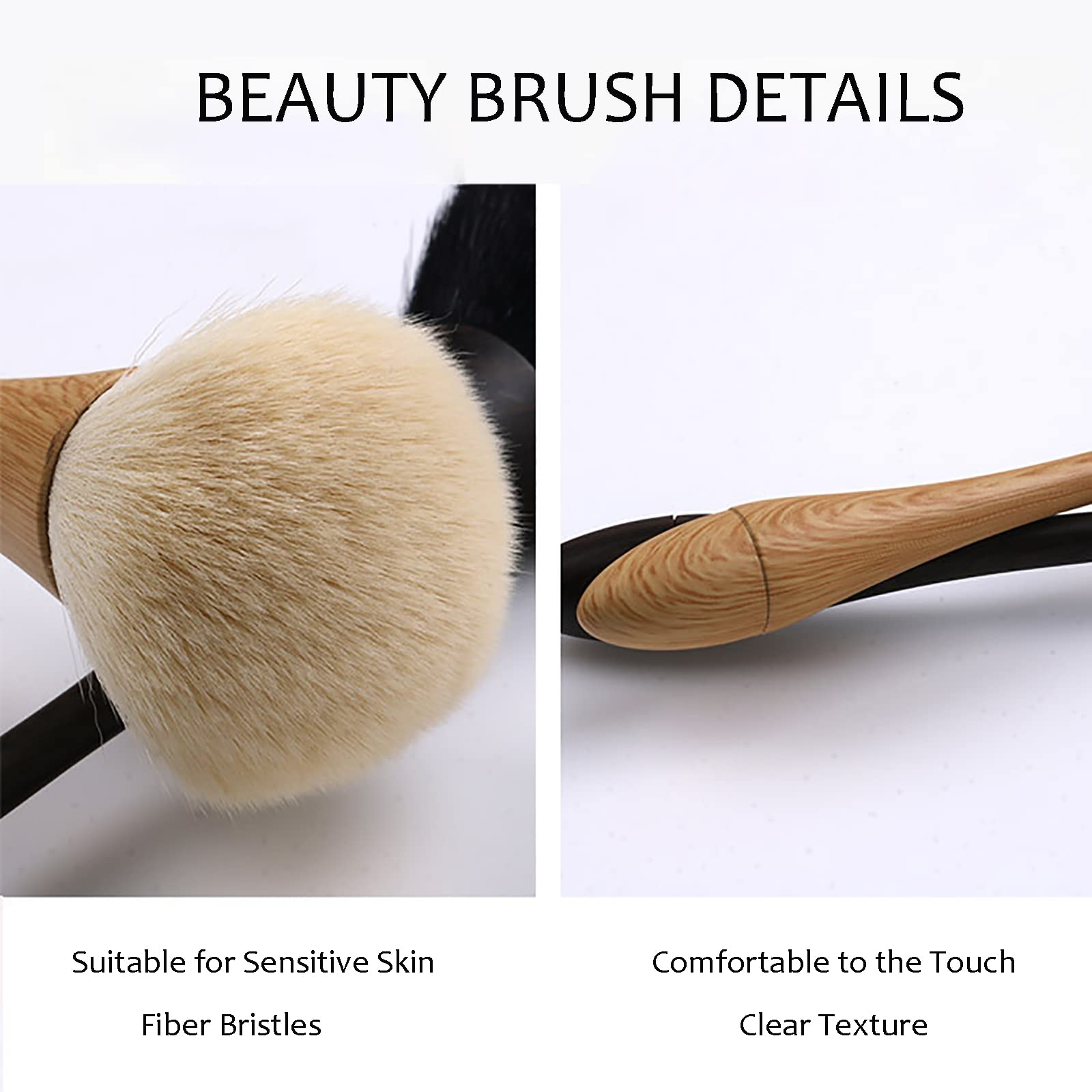 Makeup Brushes , Kabuki Makeup Brush,Professional Makeup Brushes Wooden Handle Cosmetics Brushes Foundation Concealer Powder Eye Make up Brushes (Wood color)