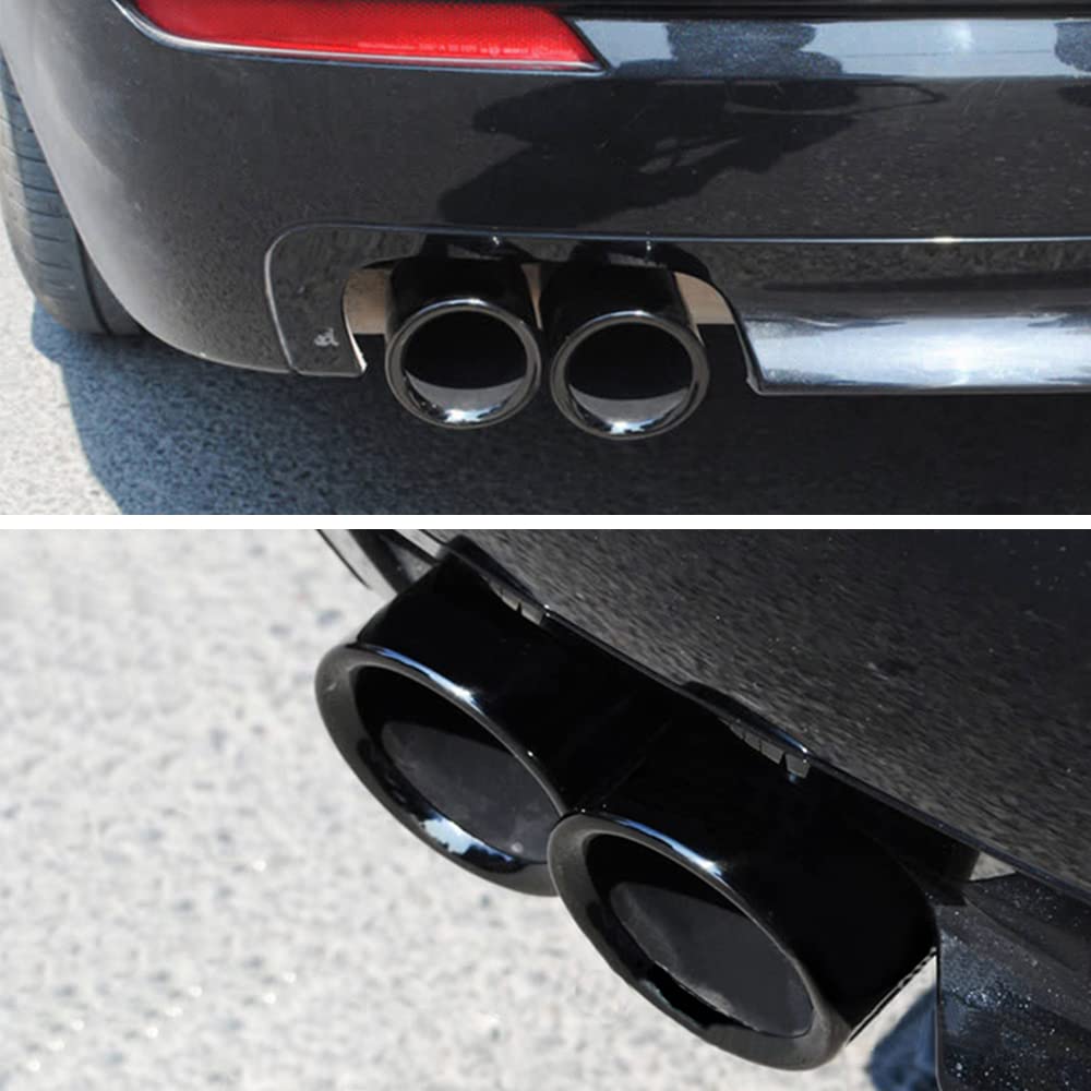 CHUANGHUI Stainless Steel Car Exterior Exhaust Pipe Mufflers Cover Rear Bumper Cylinder Exhaust Pipe Cover Decorate For BMW 5 Series F10 520i 528i 530i 535i 550i (5 Series F10 Black)