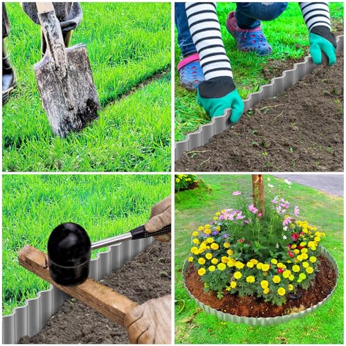 LAVEVE Corrugated Metal Garden Edging 12" x 20Ft, Landscape Edging Border for Lawn, Flower Bed, Garden Fence, Paver Edging (Real Rusted)