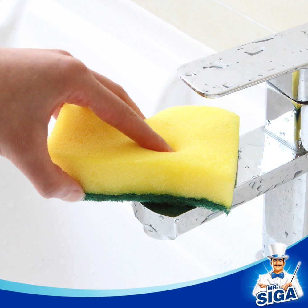 MR.SIGA Heavy Duty Scrub Sponge, 24 Count, Size:11 x 7 x 3cm, 4.3" x 2.8" x 1.2"