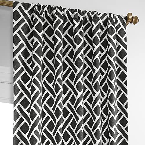 HPD Half Price Drapes Modern Geometric Printed Curtains Luxury Cotton Curtains 84 Inches Long (1 Panel) Room Darkening Curtains for Bedroom & Living Room, 50W x 84L, Crosshatch Geometrical Aqua