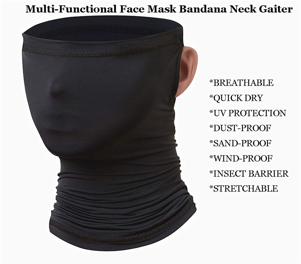 Face Mask Neck Gaiter Scarf Bandanas, UV Protection Windproof Dust-proof Headband Bandanna Balaclava for Cycling Hiking Fishing 4PCS