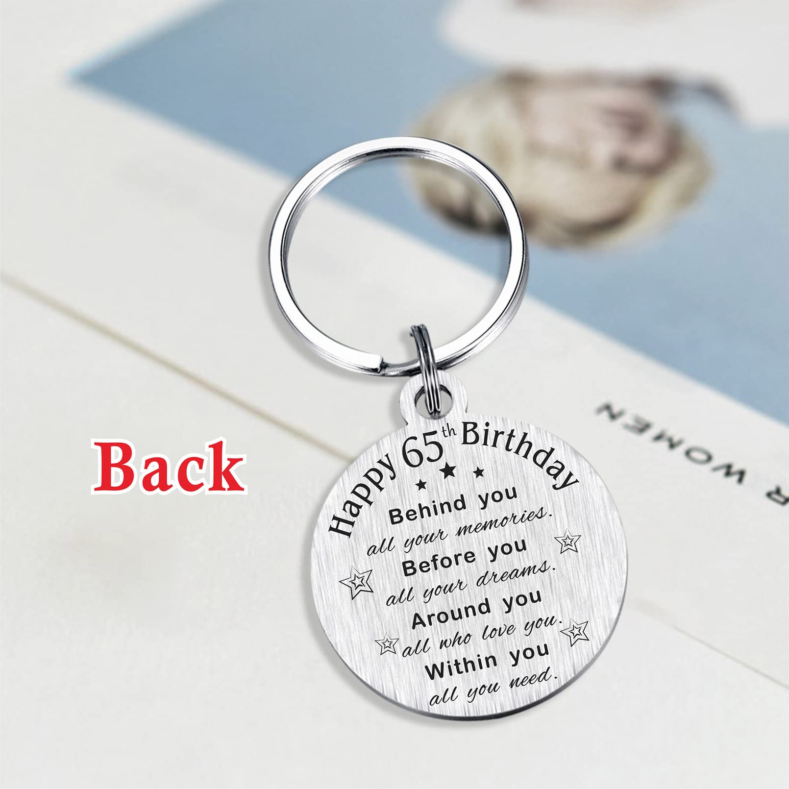 ABNTY 65th Birthday Gifts for Women Men, 65 Year Old Birthday Keychain, Born in 1959 Gifts, 1959 Birthday Decorations