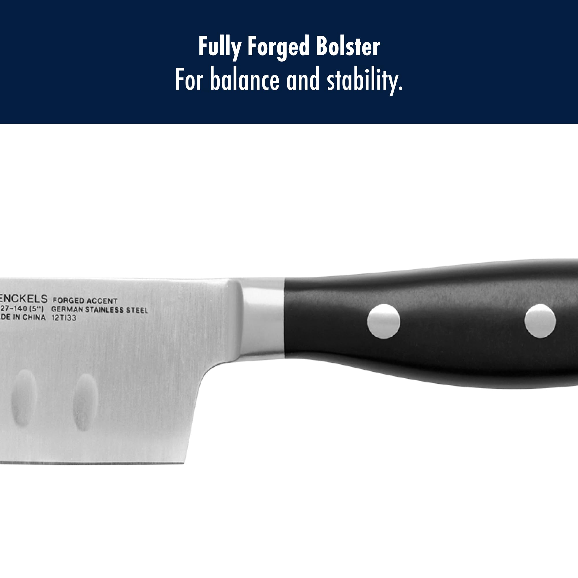 HENCKELS Forged Accent Razor-Sharp 2-pc Knife Set, Santoku Knife 5 Inch, Santoku Knife 7 Inch, German Engineered Informed by 100+ Years of Mastery,Black