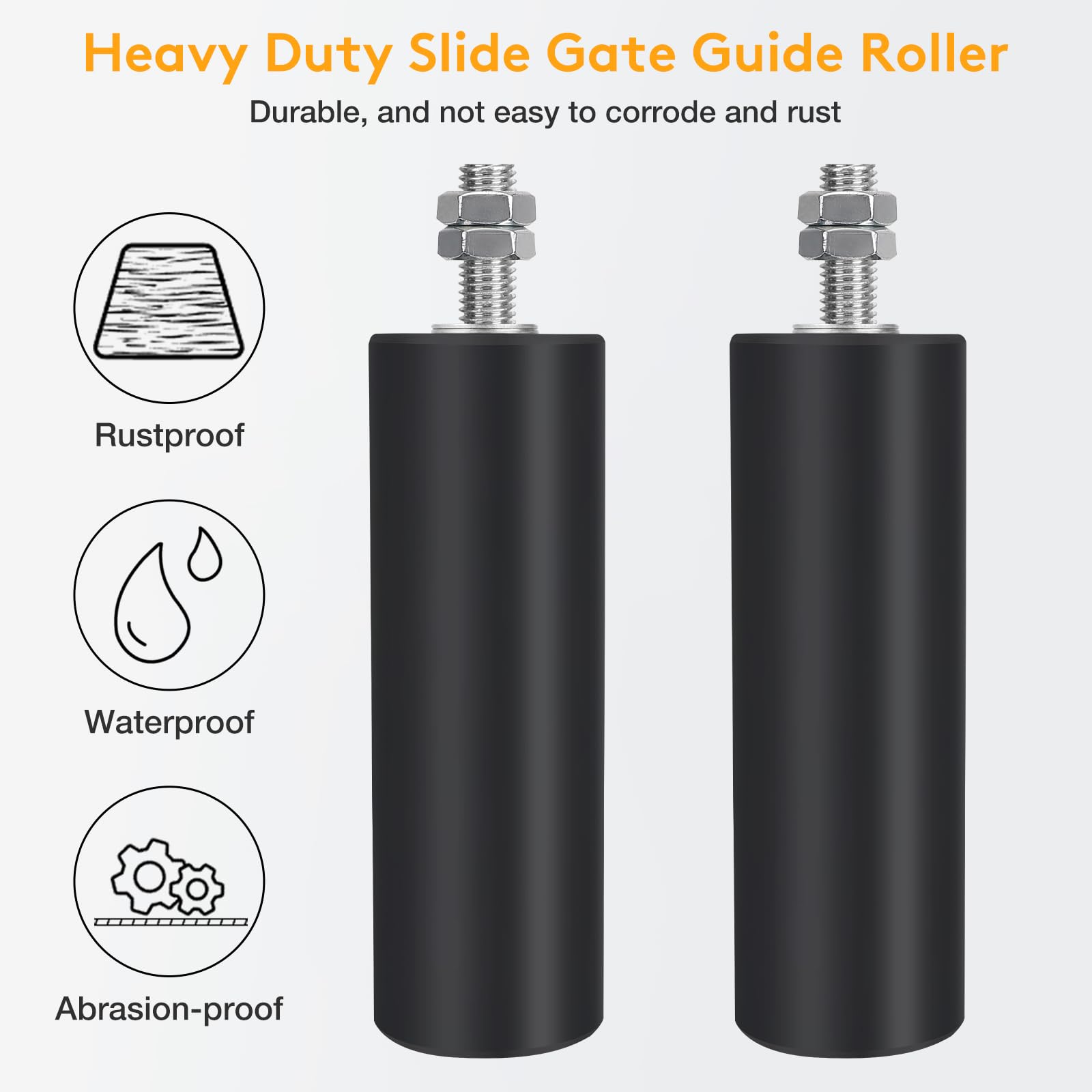 6" Gate Roller Guide with L-Bracket, Universal Adjustable Heavy Duty Sliding Gate Rollers,Sliding Gate Kit, Black Sliding Gate Guide Roller,Sliding Door Hardware