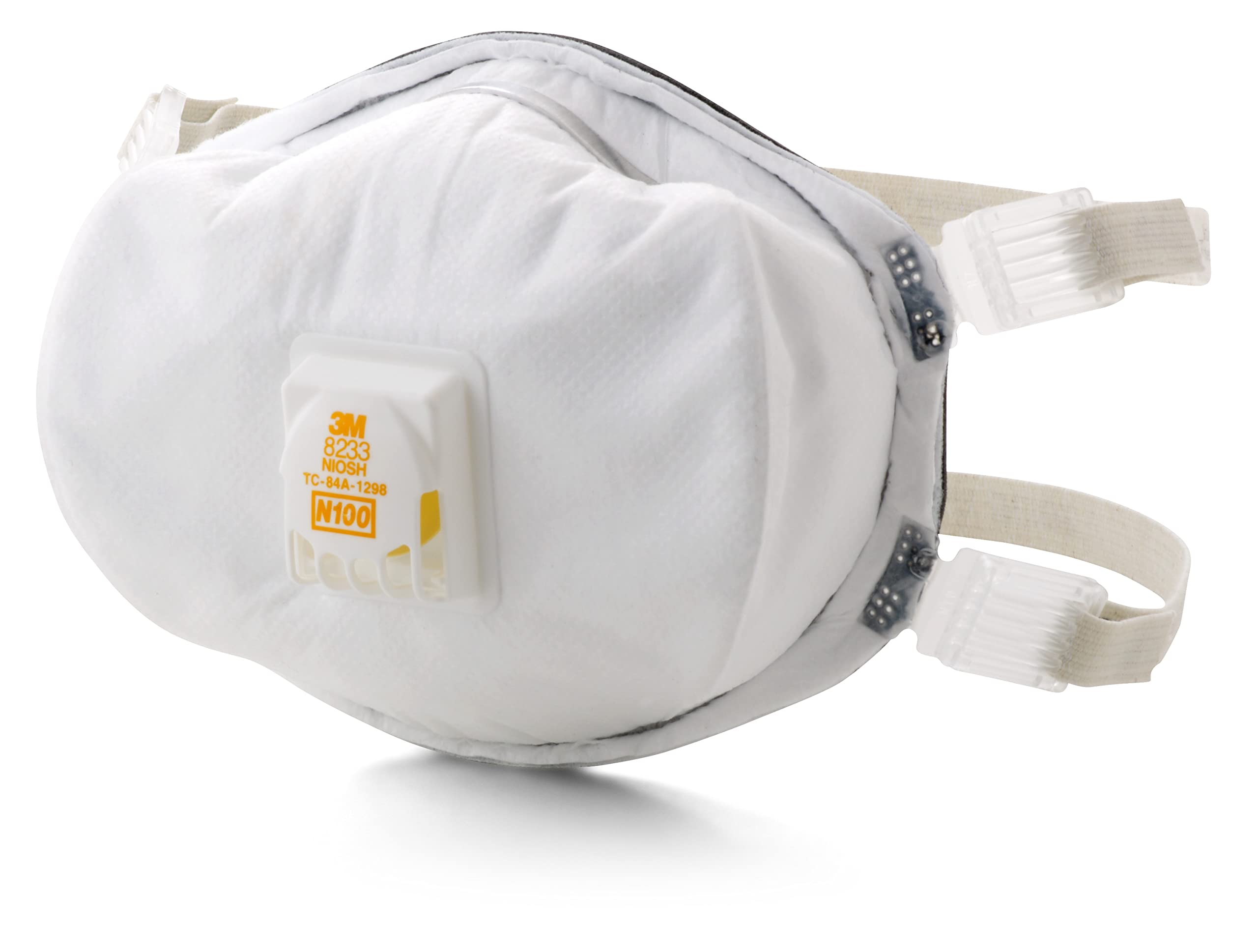3M Personal Protective Equipment Particulate Disposable Respirator 8233, NIOSH APPROVED, Exhalation Valve, N100, Certain Non-Oil Based Particles (1 Piece)