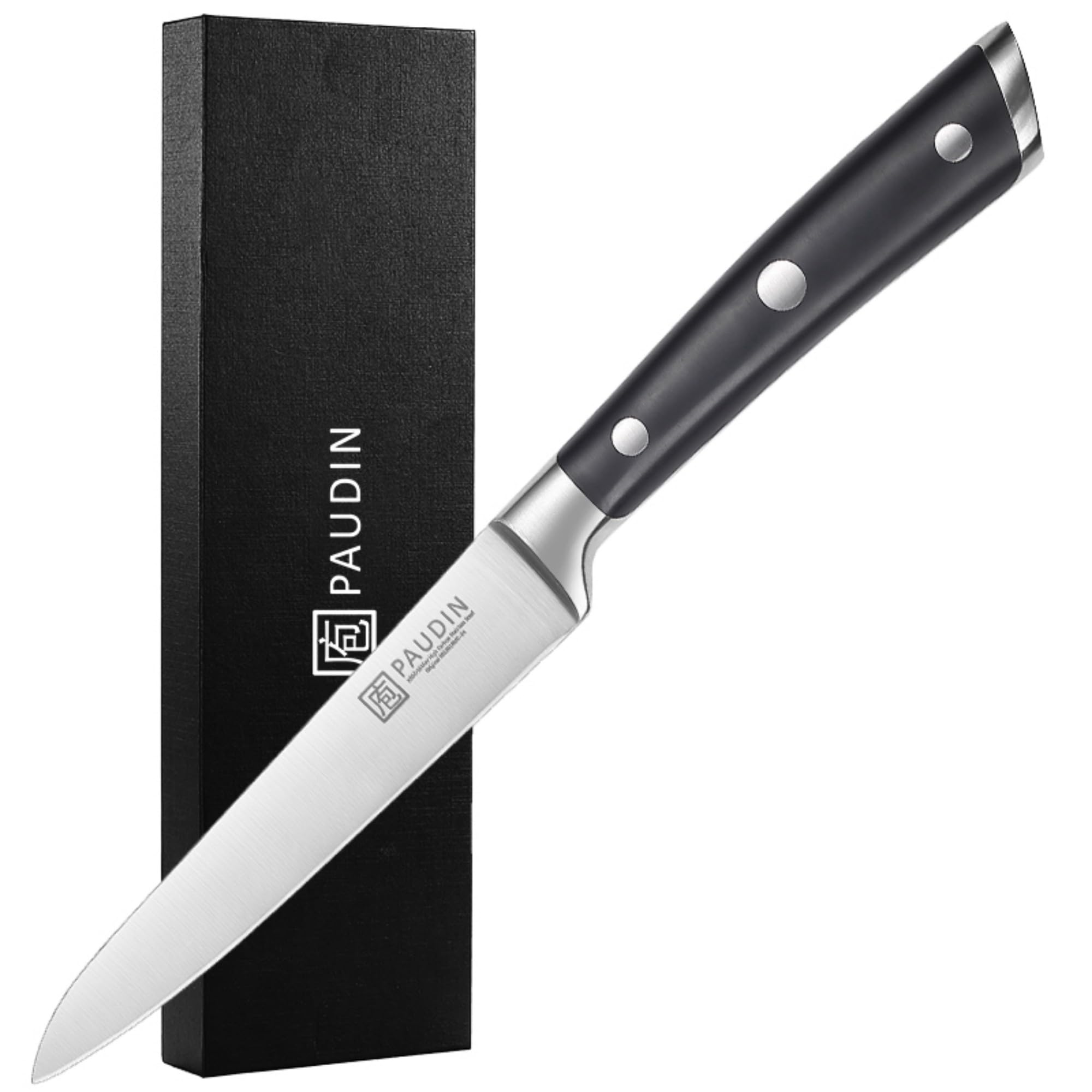 PAUDIN Utility Knife, Switzer Chefs Knife 5 Inch, Ultra Sharp High Carbon Stainless Steel Paring Knife, Multipurpose Kitchen Knife for Fruit and Vegetable Cutting with ABS Handle, Premium Gift Box