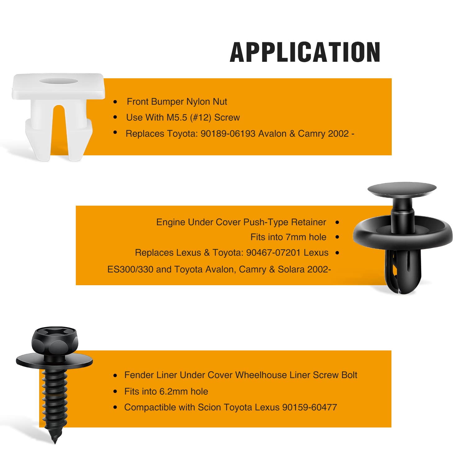 Gooacc 101Pcs Engine Under Cover Push-Type Retainer for Lexus &Toyota Clips 90467-07201 Front Bumper Nut Grommet Avalon & Camry 90189-06193 Liner Screw Bolt 90159-60477 with Fastener Remover