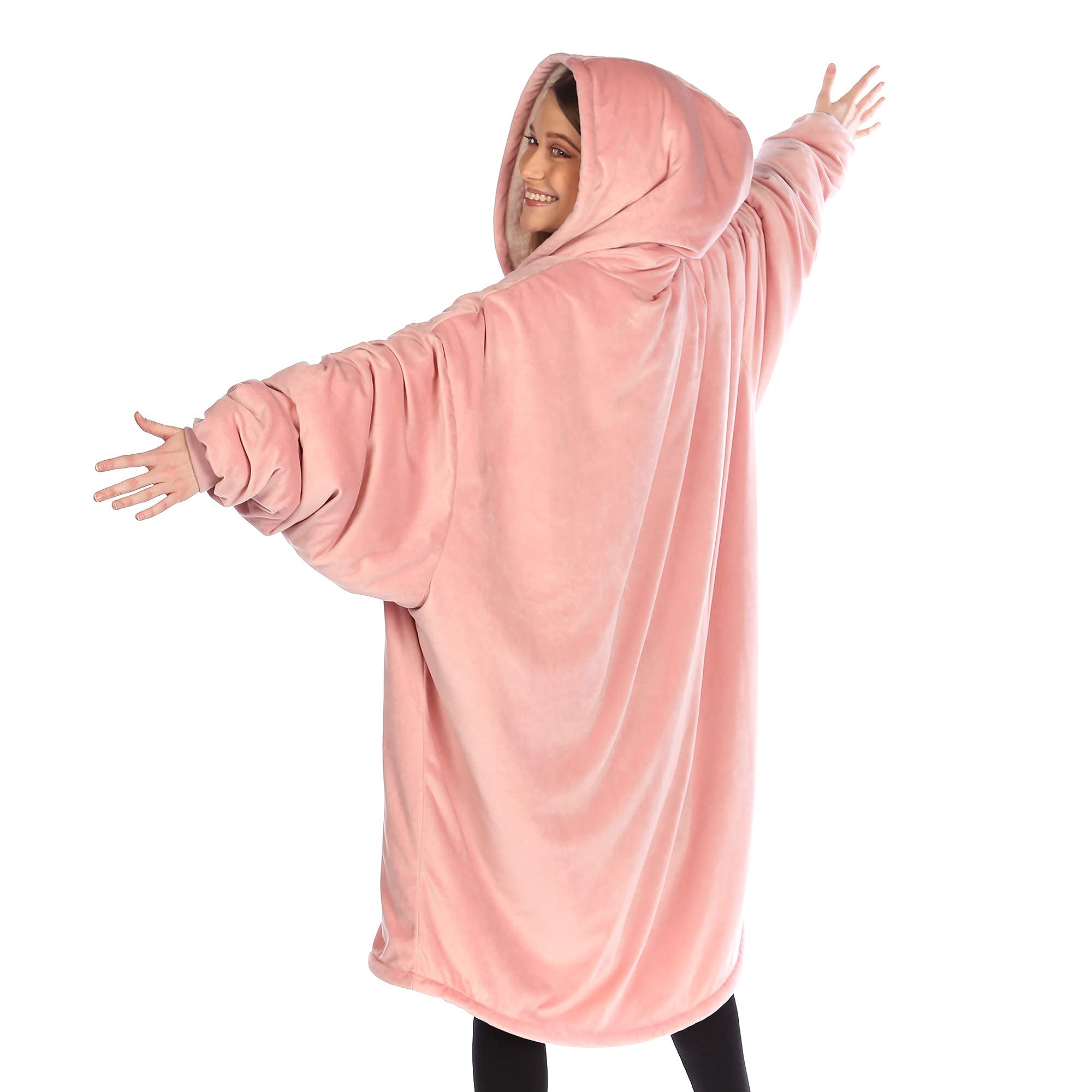 THE COMFY Original Quarter Zip | Oversized Microfiber & Sherpa Wearable Blanket with Zipper, Seen On Shark Tank, One Size Fits All (Blush)