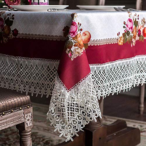 ARTABLE Lace Table Cloths Rectangle Fall Antique Flower Decor Macrame Tablecloth for Outdoor Farmhouse Rustic Kitchen Party Birthday Picnic (Stone Gray-A, 52 x 70 Inch)