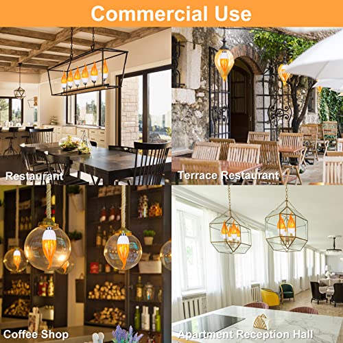 MyoGrip E12 LED Flame Light Bulbs, 3 Modes Flickering Light Bulbs, Candelabra Candle Fire Light Bulb for Home Party Patio Indoor Outdoor Halloween Decorations (2 Pack)